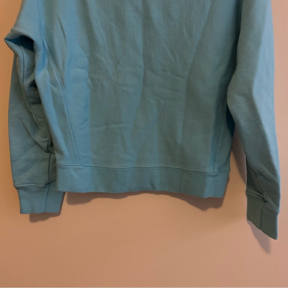 Champion Aqua Blue Sweatshirt Logo Crew Neck Pink Cozy Casual Soft Sporty Medium - Picture 10 of 10